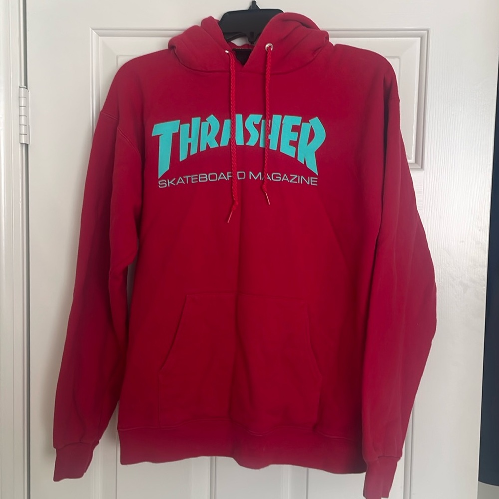 Nice thrasher skateboard magazine red hoodie